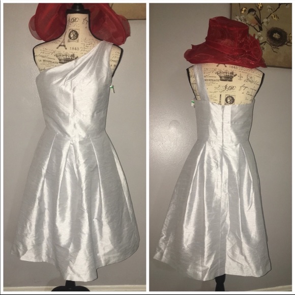 ALFRED SUNG Fit flare pleated one shoulder dress - Picture 3 of 8